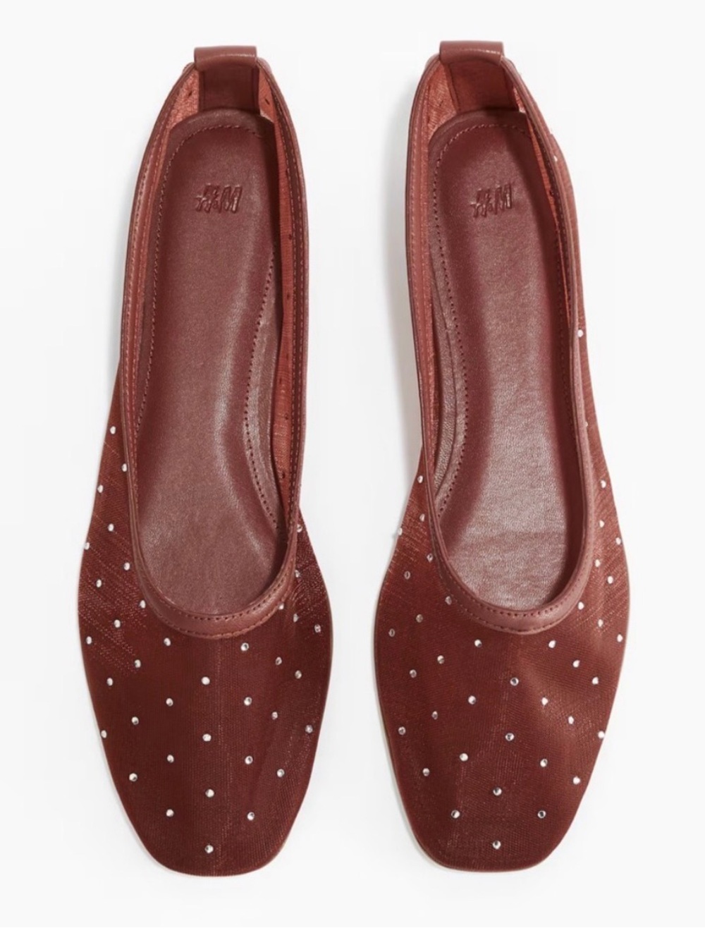 H&M Women’s Brown Rhinestone Shear Ballet Flats 7 7-1/2
